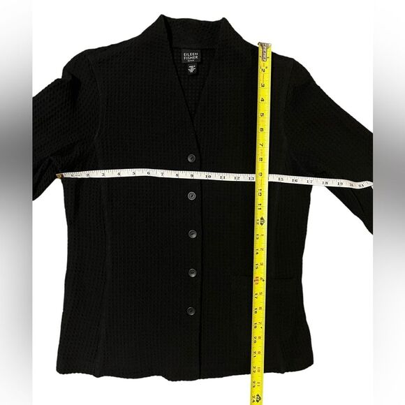 Eileen Fisher Black Waffle Knit Textured Jacket Womens Petite Small - Picture 7 of 7